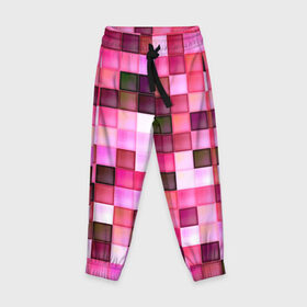 Детские брюки 3D с принтом Квадрат в Белгороде, 100% полиэстер | манжеты по низу, эластичный пояс регулируется шнурком, по бокам два кармана без застежек, внутренняя часть кармана из мелкой сетки | мозаика | плитка | розовый