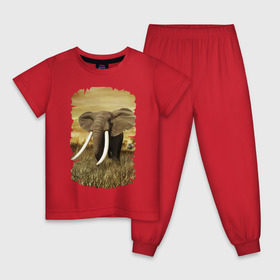 Детская пижама хлопок с принтом Могучий слон в Белгороде, 100% хлопок |  брюки и футболка прямого кроя, без карманов, на брюках мягкая резинка на поясе и по низу штанин
 | Тематика изображения на принте: elephant | африка | бивни | джунгли | мамонт | савана | сафари | слон | хобот