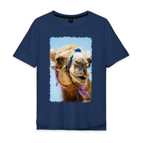 Мужская футболка хлопок Oversize с принтом Верблюд в Белгороде, 100% хлопок | свободный крой, круглый ворот, “спинка” длиннее передней части | Тематика изображения на принте: верблюд | горб | животное | караван | песок | плевок | пустыня