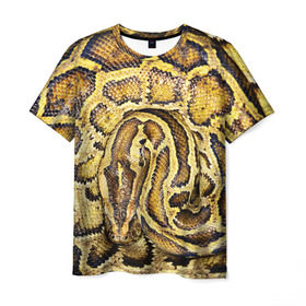 Мужская футболка 3D с принтом Змея в Белгороде, 100% полиэфир | прямой крой, круглый вырез горловины, длина до линии бедер | snake | анаконда | гадюка | змеиная | змея | кобра | кожа | кожура | удав | уж | червь | червяк | яд