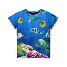 Детская футболка 3D с принтом Дайвинг в Белгороде, 100% гипоаллергенный полиэфир | прямой крой, круглый вырез горловины, длина до линии бедер, чуть спущенное плечо, ткань немного тянется | дайвинг | египет | каникулы | коралловый риф | крабы | красное море | море | морские обитатели | океан | отдых | отпуск | подводные красоты | приключение | рыбки | рыбы | туризм