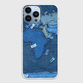 Чехол для iPhone 13 Pro Max с принтом Джинсовый 4 в Белгороде,  |  | джинсовый | джинсы | карта | мир