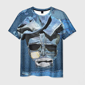 Мужская футболка 3D с принтом Джинсовый 5 в Белгороде, 100% полиэфир | прямой крой, круглый вырез горловины, длина до линии бедер | 