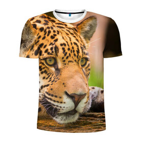 Мужская футболка 3D спортивная с принтом Леопард в Белгороде, 100% полиэстер с улучшенными характеристиками | приталенный силуэт, круглая горловина, широкие плечи, сужается к линии бедра | взгляд | дикий | леопард | ягуар