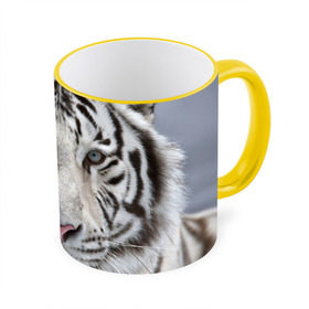 Кружка 3D с принтом Бенгальский тигр в Белгороде, керамика | ёмкость 330 мл | tiger | белый | дикая кошка | тигр | хищник