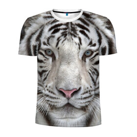 Мужская футболка 3D спортивная с принтом Бенгальский тигр в Белгороде, 100% полиэстер с улучшенными характеристиками | приталенный силуэт, круглая горловина, широкие плечи, сужается к линии бедра | Тематика изображения на принте: tiger | белый | дикая кошка | тигр | хищник