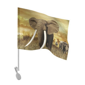 Флаг для автомобиля с принтом Могучий слон в Белгороде, 100% полиэстер | Размер: 30*21 см | elephant | африка | бивни | джунгли | мамонт | савана | сафари | слон | хобот