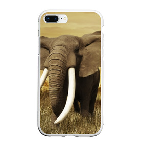 Чехол для iPhone 7Plus/8 Plus матовый с принтом Могучий слон в Белгороде, Силикон | Область печати: задняя сторона чехла, без боковых панелей | Тематика изображения на принте: elephant | африка | бивни | джунгли | мамонт | савана | сафари | слон | хобот