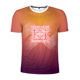 Мужская футболка 3D спортивная с принтом Клубная музыка в Белгороде, 100% полиэстер с улучшенными характеристиками | приталенный силуэт, круглая горловина, широкие плечи, сужается к линии бедра | band №3 | dj | eveant | белый | жёлтый | клубная музыка | клубняк | оранжевый | цвета | электронная музыка