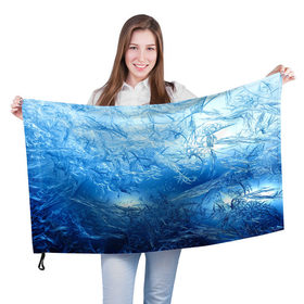 Флаг 3D с принтом Иней в Белгороде, 100% полиэстер | плотность ткани — 95 г/м2, размер — 67 х 109 см. Принт наносится с одной стороны | зима | иней | наледь | синий | снег