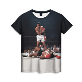 Женская футболка 3D с принтом Muhammad Ali в Белгороде, 100% полиэфир ( синтетическое хлопкоподобное полотно) | прямой крой, круглый вырез горловины, длина до линии бедер | impossible is nothing | muhammad ali | бокс | боксёр | мохаммед али | спорт