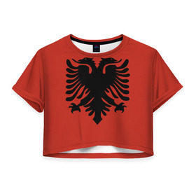 Женская футболка 3D укороченная с принтом Сборная Албания в Белгороде, 100% полиэстер | круглая горловина, длина футболки до линии талии, рукава с отворотами | футбол
