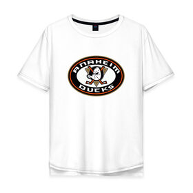 Мужская футболка хлопок Oversize с принтом Anaheim Ducks в Белгороде, 100% хлопок | свободный крой, круглый ворот, “спинка” длиннее передней части | 