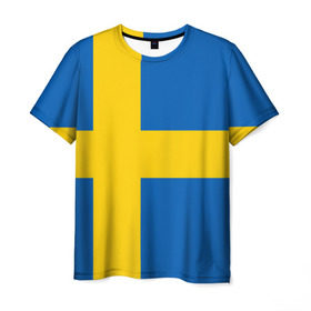 Мужская футболка 3D с принтом Швеция в Белгороде, 100% полиэфир | прямой крой, круглый вырез горловины, длина до линии бедер | сборная | футбол