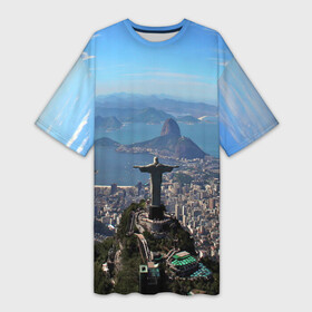Платье-футболка 3D с принтом Рио де Жанейро в Белгороде,  |  | brazil | rio de janeiro | бразилия | жара | каникулы | карнавал | мегаполис | отдых | отпуск | пляж | приключение | путешествие | рио де жанейро | туризм | футбол | южная америка