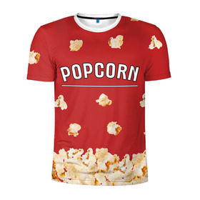 Мужская футболка 3D спортивная с принтом Popcorn в Белгороде, 100% полиэстер с улучшенными характеристиками | приталенный силуэт, круглая горловина, широкие плечи, сужается к линии бедра | Тематика изображения на принте: corn | pop | корн | кукуруза | поп | попкорн