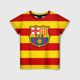 Детская футболка 3D с принтом Барселона (каталония) в Белгороде, 100% гипоаллергенный полиэфир | прямой крой, круглый вырез горловины, длина до линии бедер, чуть спущенное плечо, ткань немного тянется | Тематика изображения на принте: barca | barcelona | catalonia | барса