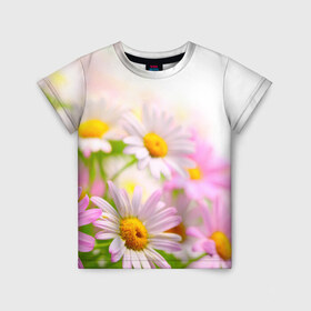 Детская футболка 3D с принтом Цветы в Белгороде, 100% гипоаллергенный полиэфир | прямой крой, круглый вырез горловины, длина до линии бедер, чуть спущенное плечо, ткань немного тянется | лепесток | новая | природа | цветок | яркая