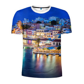 Мужская футболка 3D спортивная с принтом Крит (Греция) в Белгороде, 100% полиэстер с улучшенными характеристиками | приталенный силуэт, круглая горловина, широкие плечи, сужается к линии бедра | crete | greece | афины | греция | европа | ес | крит | острова | отдых | отпуск | песок | пляж | солнце. туризм | средиземное море
