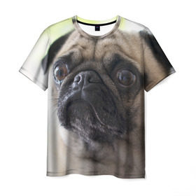 Мужская футболка 3D с принтом Мопс в Белгороде, 100% полиэфир | прямой крой, круглый вырез горловины, длина до линии бедер | мопс | мопсы | собака | собаки