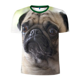 Мужская футболка 3D спортивная с принтом Мопс в Белгороде, 100% полиэстер с улучшенными характеристиками | приталенный силуэт, круглая горловина, широкие плечи, сужается к линии бедра | Тематика изображения на принте: мопс | мопсы | собака | собаки