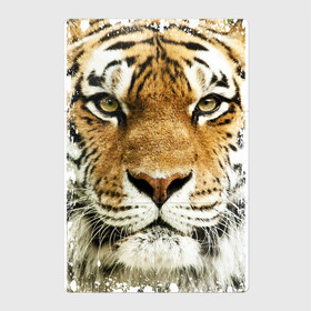 Магнитный плакат 2Х3 с принтом Тигр (retro style) в Белгороде, Полимерный материал с магнитным слоем | 6 деталей размером 9*9 см | Тематика изображения на принте: tiger | дикая кошка | тигр | хищник