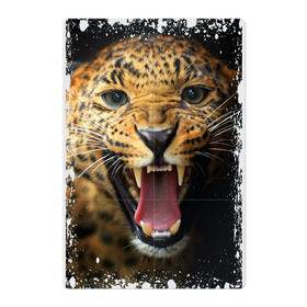 Магнитный плакат 2Х3 с принтом Леопард (retro style) в Белгороде, Полимерный материал с магнитным слоем | 6 деталей размером 9*9 см | retro style | ветошь | винтаж | вырез | гепард | грация | дикая кошка | животное | зверь | инстинкты | клыки | когти | леопард | лик | мощь | охотник | потёртости | пятна | реакция | скорость | след | старина