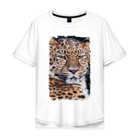 Мужская футболка хлопок Oversize с принтом Леопард (retro style) в Белгороде, 100% хлопок | свободный крой, круглый ворот, “спинка” длиннее передней части | 