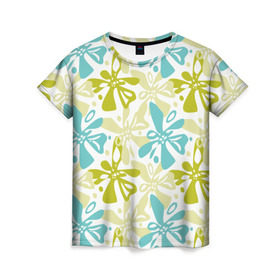 Женская футболка 3D с принтом Гавайская в Белгороде, 100% полиэфир ( синтетическое хлопкоподобное полотно) | прямой крой, круглый вырез горловины, длина до линии бедер | гавайи | растительный орнамент | рубашка