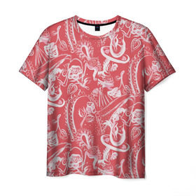 Мужская футболка 3D с принтом Гавайская 1 в Белгороде, 100% полиэфир | прямой крой, круглый вырез горловины, длина до линии бедер | гавайи | растительный орнамент | рубашка