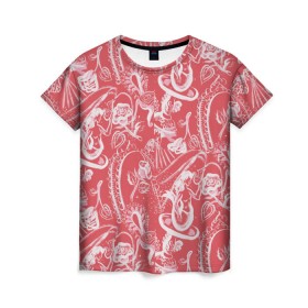Женская футболка 3D с принтом Гавайская 1 в Белгороде, 100% полиэфир ( синтетическое хлопкоподобное полотно) | прямой крой, круглый вырез горловины, длина до линии бедер | гавайи | растительный орнамент | рубашка