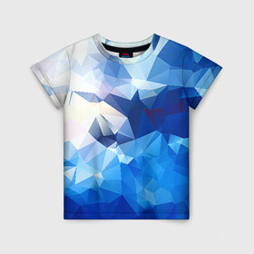 Детская футболка 3D с принтом Абстракция в Белгороде, 100% гипоаллергенный полиэфир | прямой крой, круглый вырез горловины, длина до линии бедер, чуть спущенное плечо, ткань немного тянется | полигоны | синий | треугольники
