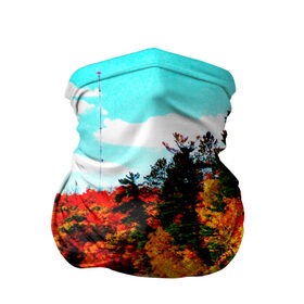 Бандана-труба 3D с принтом Озеро в Белгороде, 100% полиэстер, ткань с особыми свойствами — Activecool | плотность 150‒180 г/м2; хорошо тянется, но сохраняет форму | деревья | красные листья | кусты | осень | природа | река