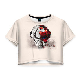 Женская футболка 3D укороченная с принтом Пиратская станция 5 в Белгороде, 100% полиэстер | круглая горловина, длина футболки до линии талии, рукава с отворотами | and | dnb | drumm | pirate | station | бэйс | драм | пиратская | станция