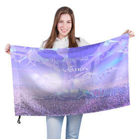 Флаг 3D с принтом Sensation в Белгороде, 100% полиэстер | плотность ткани — 95 г/м2, размер — 67 х 109 см. Принт наносится с одной стороны | sensation | white |  sensation white | вайт | сенсейшн