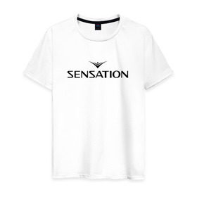 Мужская футболка хлопок с принтом Sensation в Белгороде, 100% хлопок | прямой крой, круглый вырез горловины, длина до линии бедер, слегка спущенное плечо. | sensation