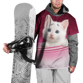 Накидка на куртку 3D с принтом Белый котёнок в Белгороде, 100% полиэстер |  | Тематика изображения на принте: киска | кот | котёнок | кошка | прикольные картинки
