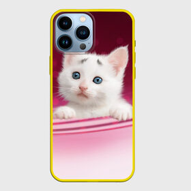 Чехол для iPhone 13 Pro Max с принтом Белый котёнок в Белгороде,  |  | Тематика изображения на принте: киска | кот | котёнок | кошка | прикольные картинки