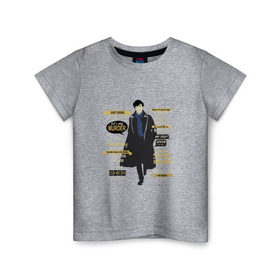 Детская футболка хлопок с принтом Шерлок в Белгороде, 100% хлопок | круглый вырез горловины, полуприлегающий силуэт, длина до линии бедер | Тематика изображения на принте: sherlock | шерлок