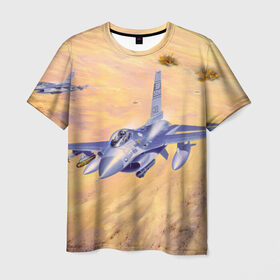 Мужская футболка 3D с принтом Самолет в Белгороде, 100% полиэфир | прямой крой, круглый вырез горловины, длина до линии бедер | ввс | небо | полет | самолет