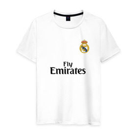 Мужская футболка хлопок с принтом Реал форма в Белгороде, 100% хлопок | прямой крой, круглый вырез горловины, длина до линии бедер, слегка спущенное плечо. | fc real | real madrid | испания | лига чемпионов | реал мадрид | фк реал