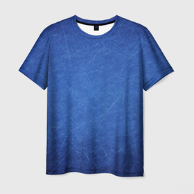 Мужская футболка 3D с принтом Текстура в Белгороде, 100% полиэфир | прямой крой, круглый вырез горловины, длина до линии бедер | полоски | синий | текстура | царапины