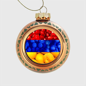 Стеклянный ёлочный шар с принтом Флаг Армении в Белгороде, Стекло | Диаметр: 80 мм | армения | гранат | персик | слива | страны | флаг армении | фрукты