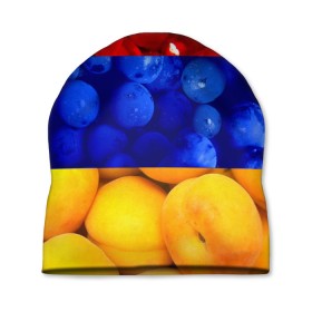 Шапка 3D с принтом Флаг Армении в Белгороде, 100% полиэстер | универсальный размер, печать по всей поверхности изделия | армения | гранат | персик | слива | страны | флаг армении | фрукты