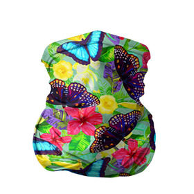 Бандана-труба 3D с принтом Summer Butterflies в Белгороде, 100% полиэстер, ткань с особыми свойствами — Activecool | плотность 150‒180 г/м2; хорошо тянется, но сохраняет форму | бабочки | лето | пестрый | разноцветный