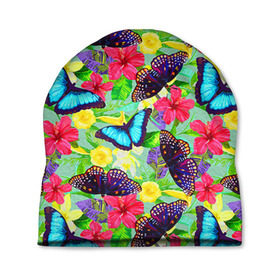 Шапка 3D с принтом Summer Butterflies в Белгороде, 100% полиэстер | универсальный размер, печать по всей поверхности изделия | бабочки | лето | пестрый | разноцветный