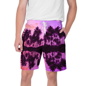 Мужские шорты 3D с принтом Hawaii dream в Белгороде,  полиэстер 100% | прямой крой, два кармана без застежек по бокам. Мягкая трикотажная резинка на поясе, внутри которой широкие завязки. Длина чуть выше колен | гавайи | закат | пляж