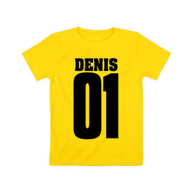Детская футболка хлопок с принтом Денис 01 в Белгороде, 100% хлопок | круглый вырез горловины, полуприлегающий силуэт, длина до линии бедер | 01 | denis | денис | на спине | номер | цифры