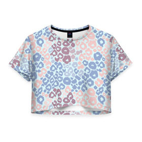 Женская футболка 3D укороченная с принтом Panton Leo в Белгороде, 100% полиэстер | круглая горловина, длина футболки до линии талии, рукава с отворотами | леопард | пятна | цветные