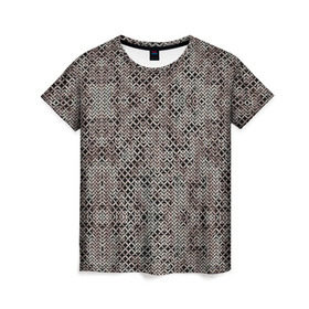 Женская футболка 3D с принтом Кольчуга в Белгороде, 100% полиэфир ( синтетическое хлопкоподобное полотно) | прямой крой, круглый вырез горловины, длина до линии бедер | броня | железо | металл | текстура
